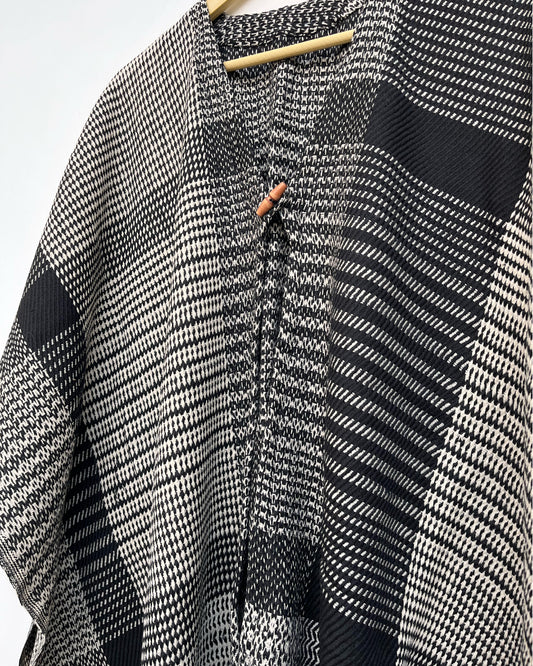 Shadow Check Merino Wool Handwoven Kaftan