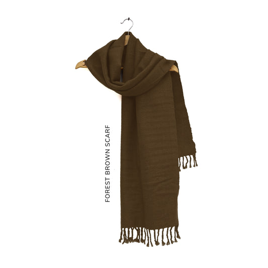 Forest Brown Scarf- 100% Merino Wool