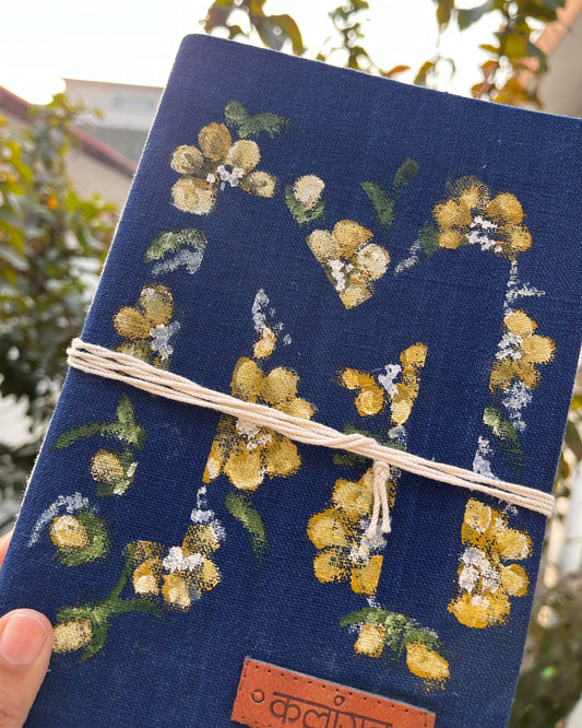 Personalised Initial 'M' Hand Painted Handwoven Diary