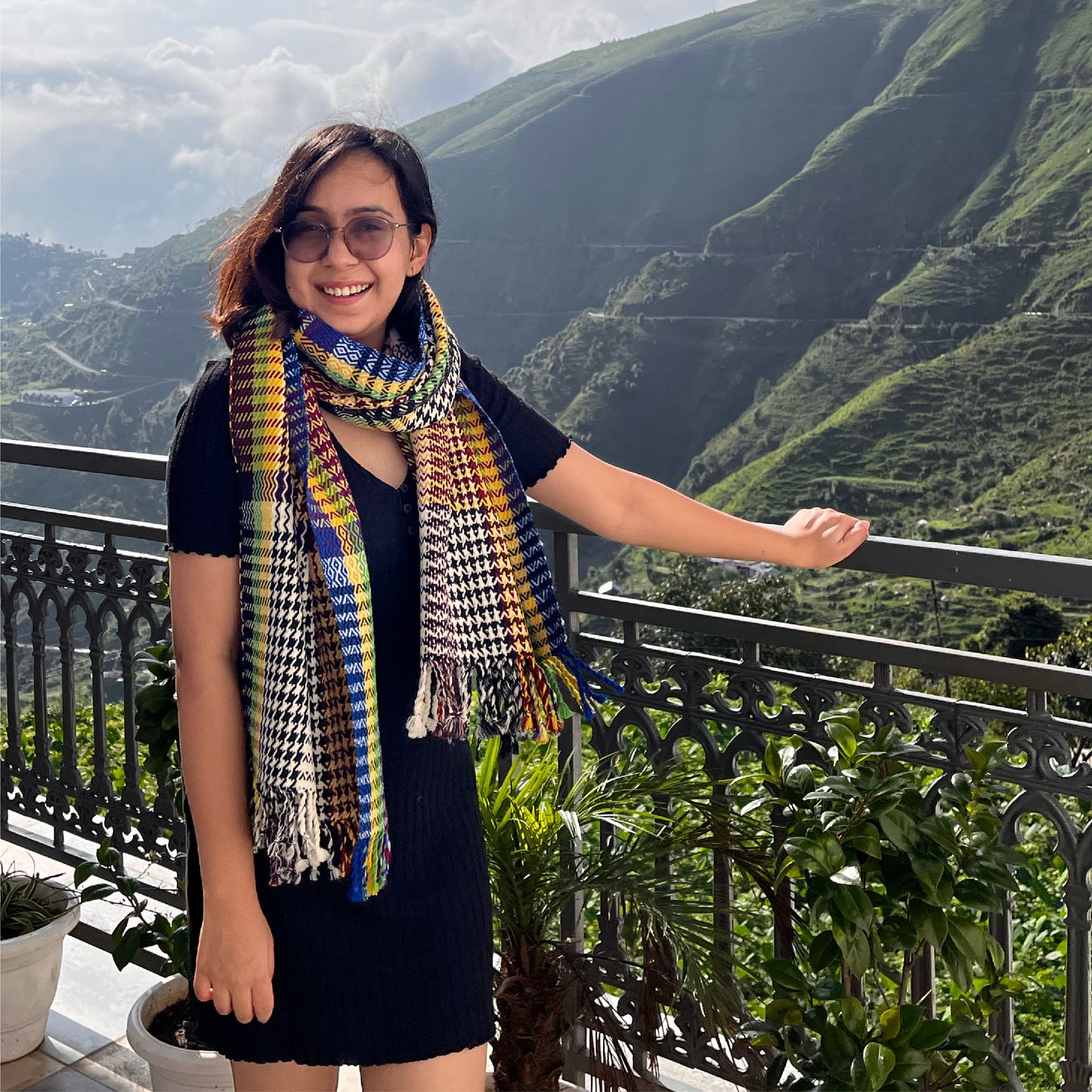 Himalayan Mosaic Scarf- 100% Merino Wool