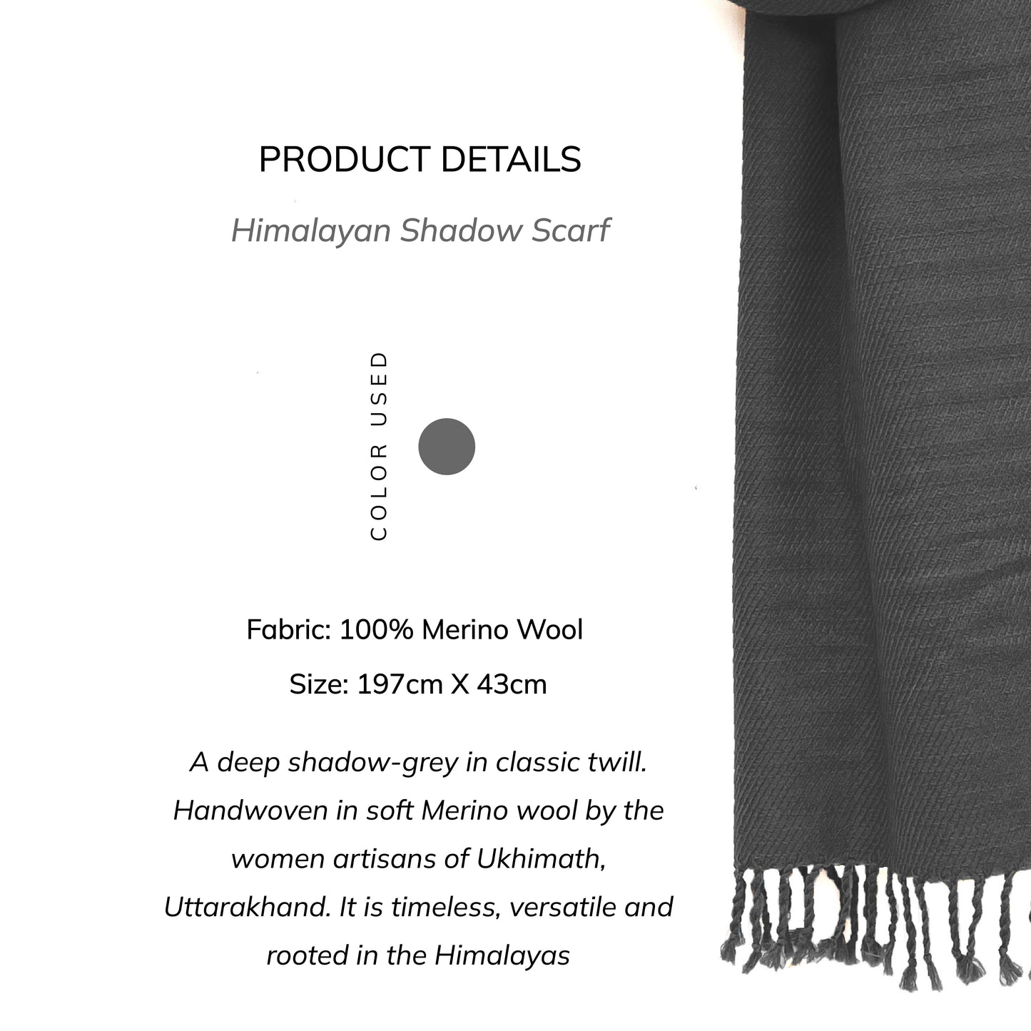Himalayan Shadow Scarf- 100% Merino Wool