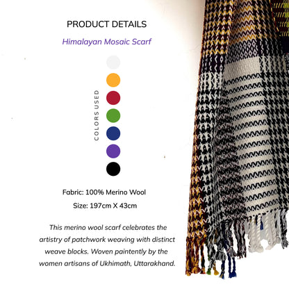 Himalayan Mosaic Scarf- 100% Merino Wool