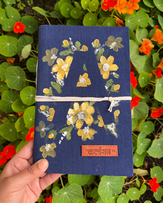 Personalised Initial 'A' Hand Painted Handwoven Diary
