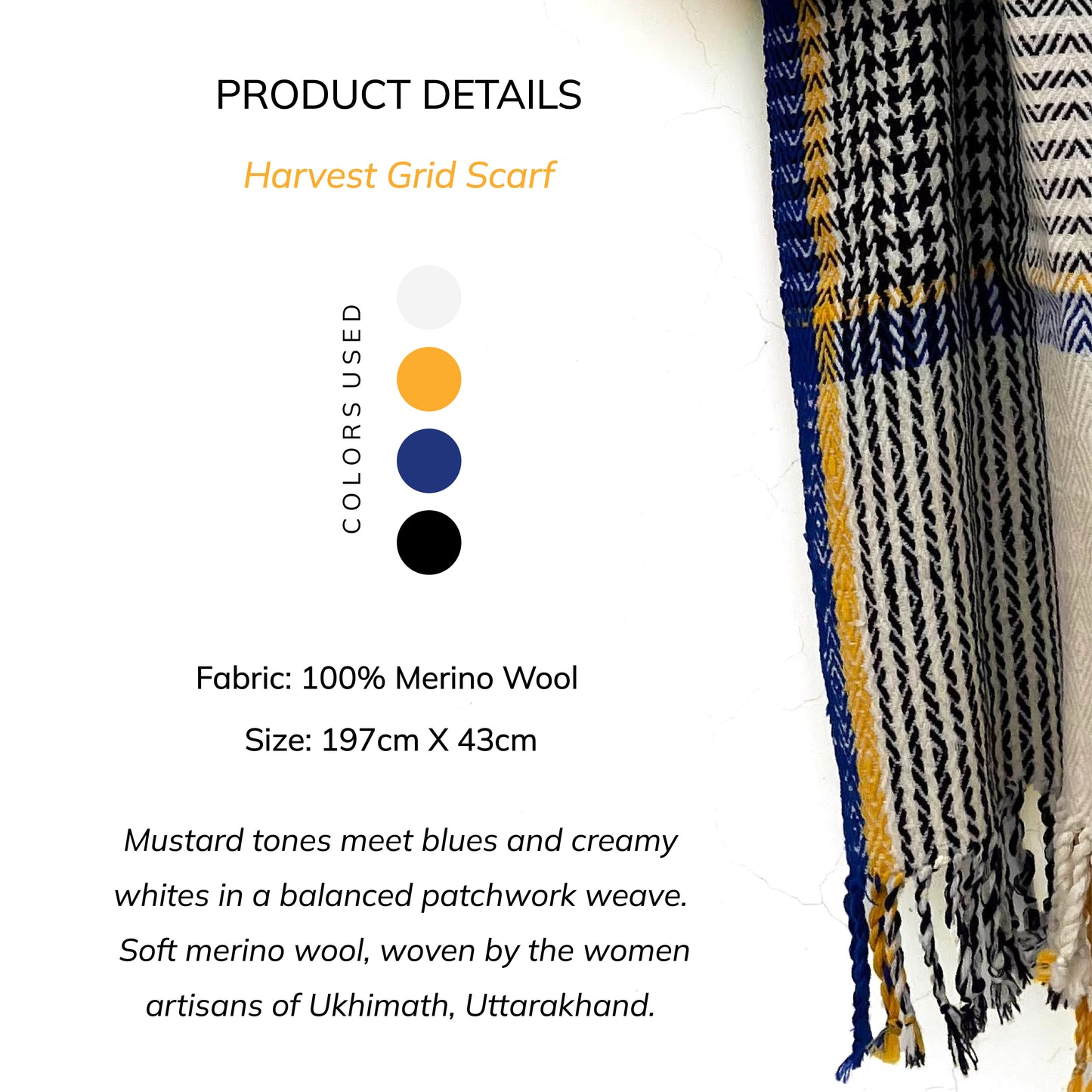 Harvest Grid Scarf- 100% Merino Wool