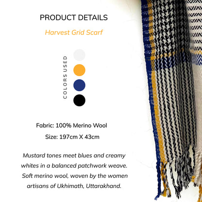 Harvest Grid Scarf- 100% Merino Wool