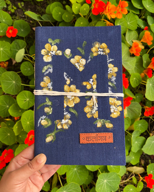 Personalised Initial 'M' Hand Painted Handwoven Diary