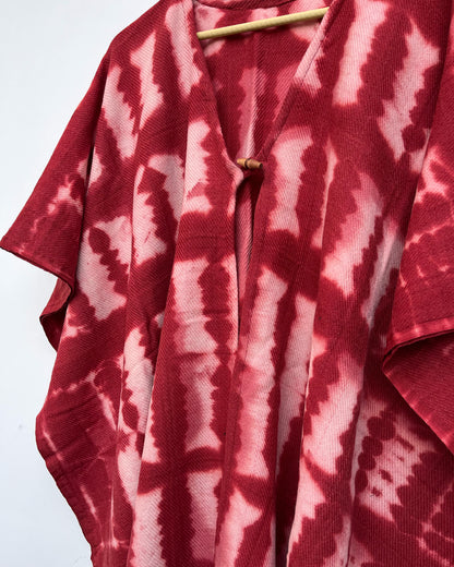 Crimson Drift Merino Wool Tie Dye Kaftan